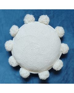 Almofada Redonda Crochê e Pompom