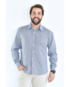 CAMISA SLIM FIT - VICHY AZUL MARINHO - 36